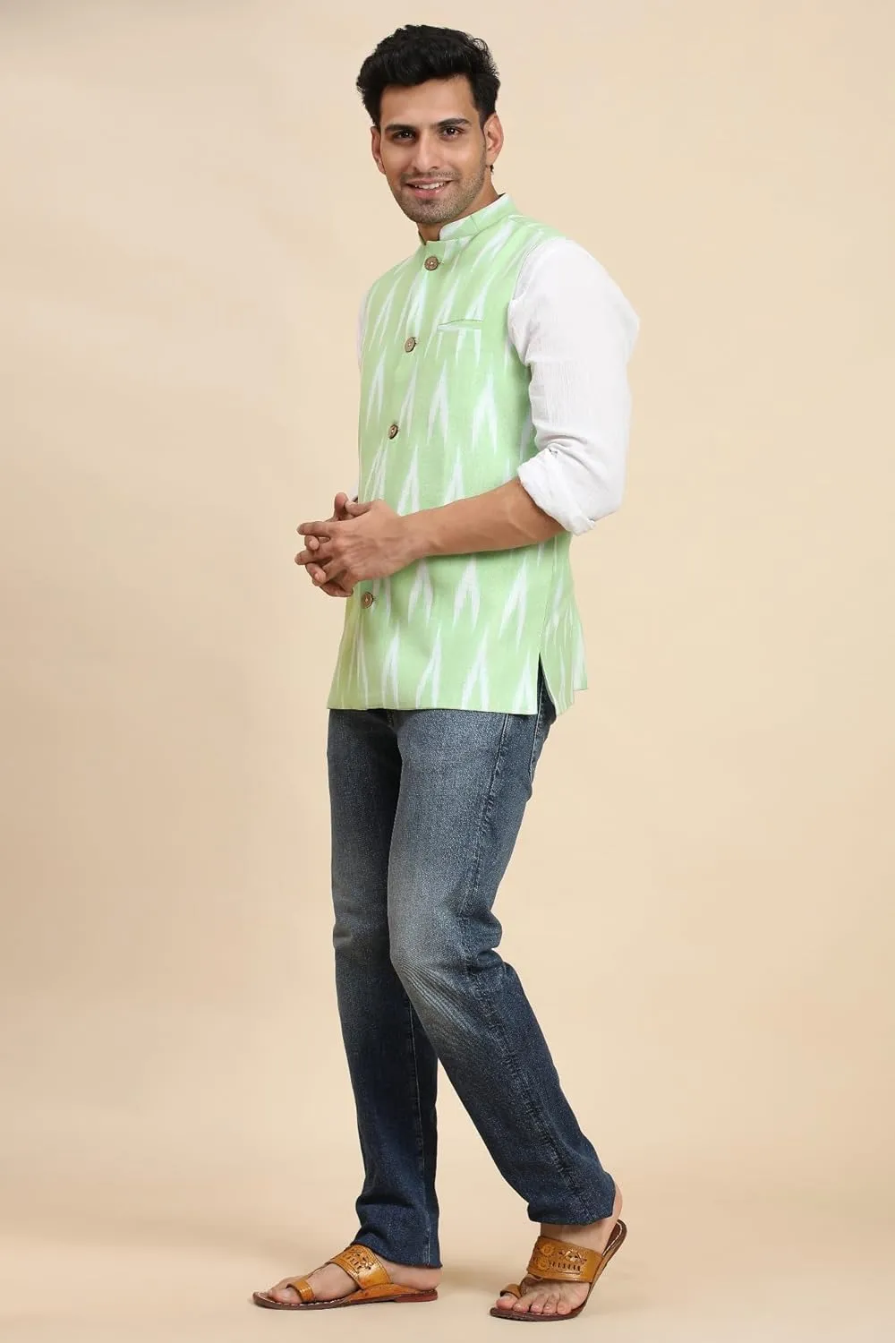 SKAVIJ Men's Casual Nehru Jacket Business Vests Lightweight Waistcoat Slim Fit Suit Vest