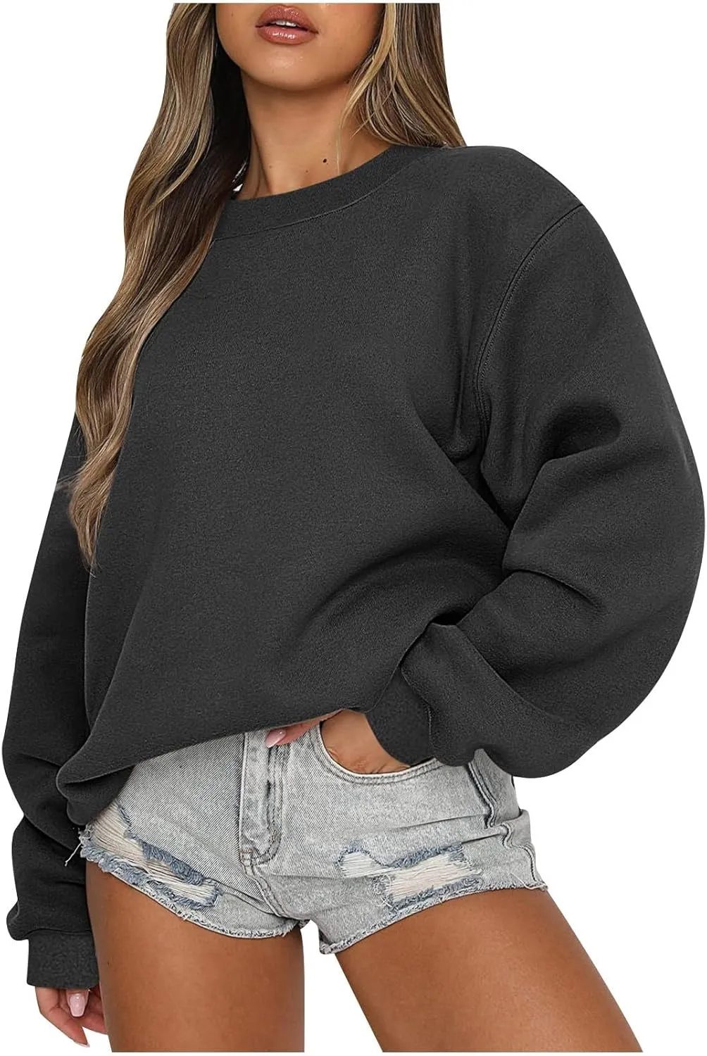 slqdgmryz Crewneck Sweatshirts Women Fall Oversized Sweatshirt Preppy Loose Fit Cute Hoodies Y2K Comfy Fleece Pullover