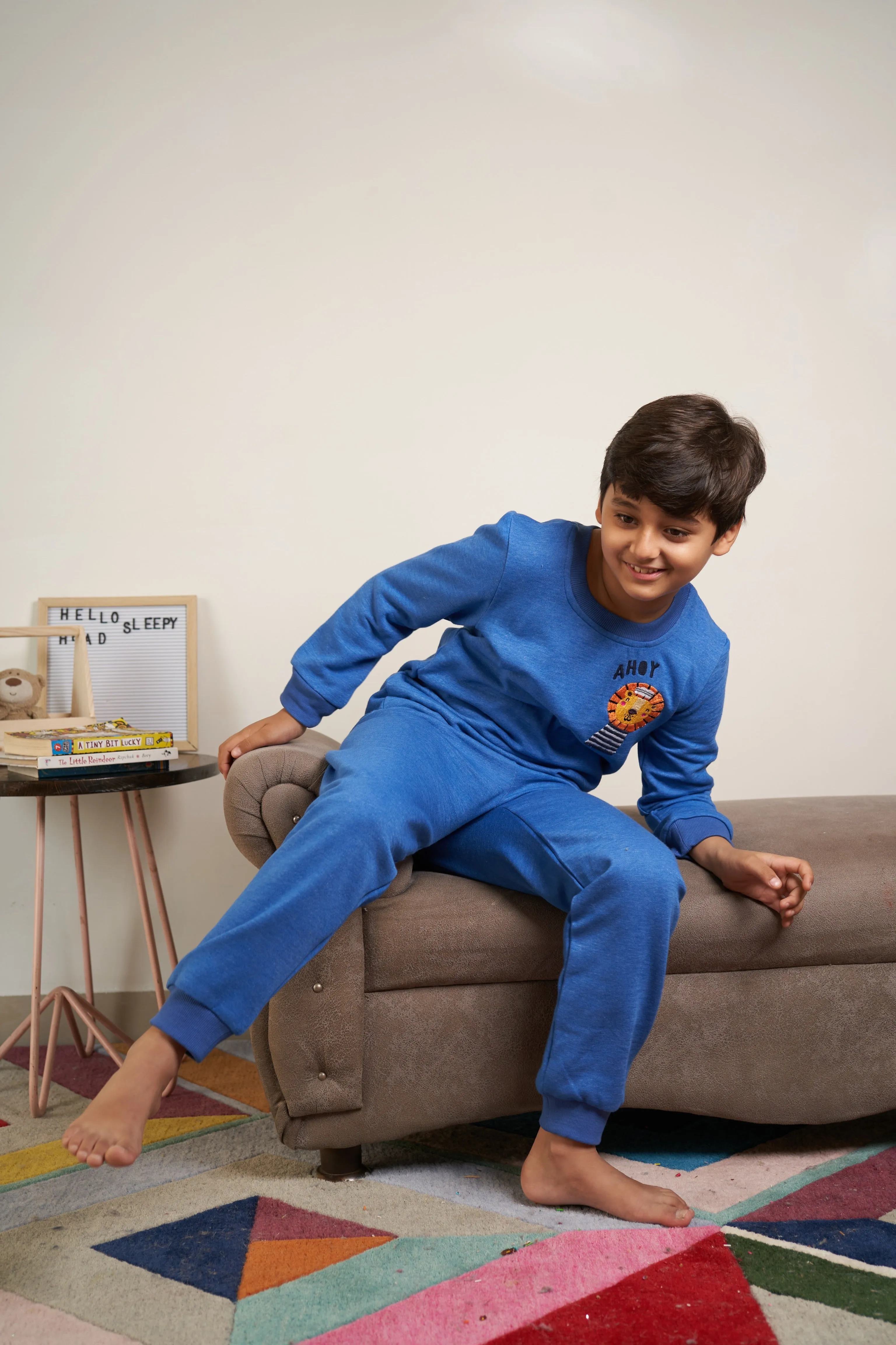 Solid Blue tracksuit with lion embroidery