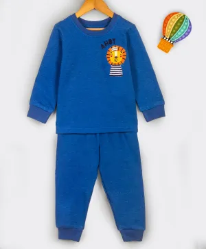 Solid Blue tracksuit with lion embroidery