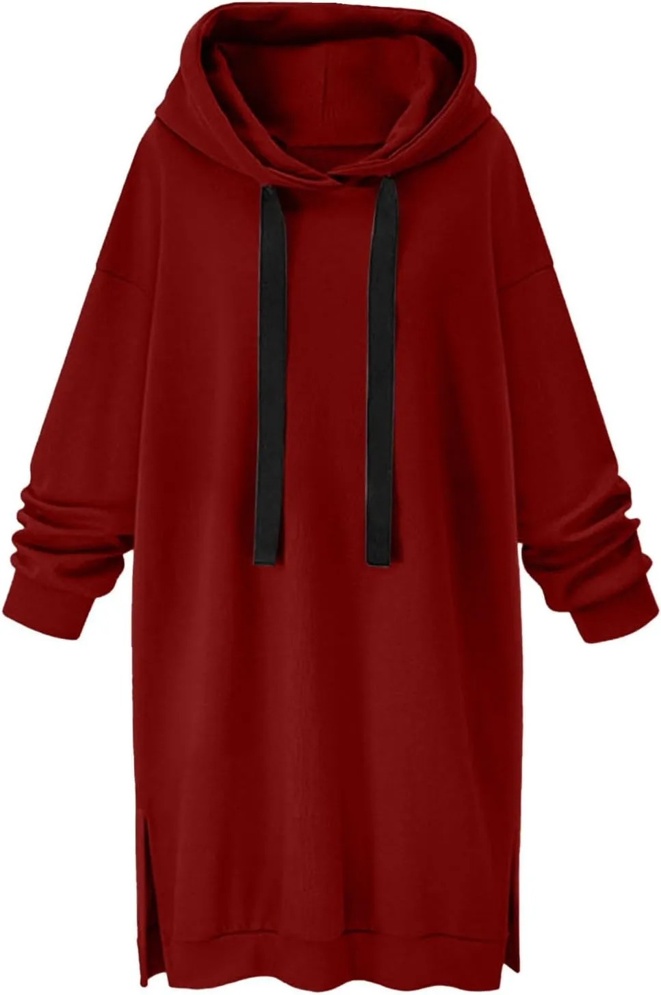 Stessotudo Oversized Long Hoodies for Women Solid Fleece Loose Fit Lounge Sweatshirts Drawstring Casual Comfy Hoodie Dress