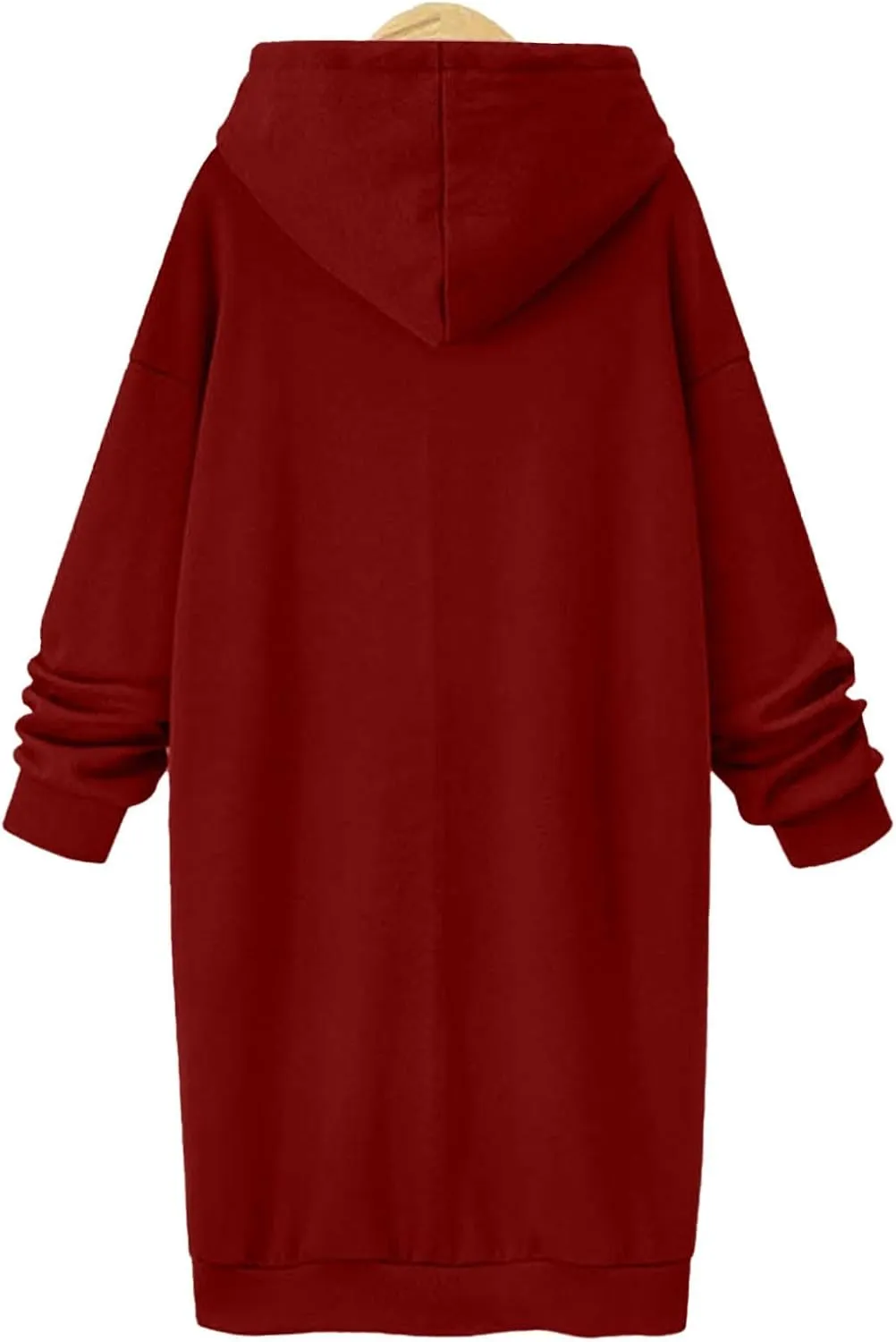 Stessotudo Oversized Long Hoodies for Women Solid Fleece Loose Fit Lounge Sweatshirts Drawstring Casual Comfy Hoodie Dress