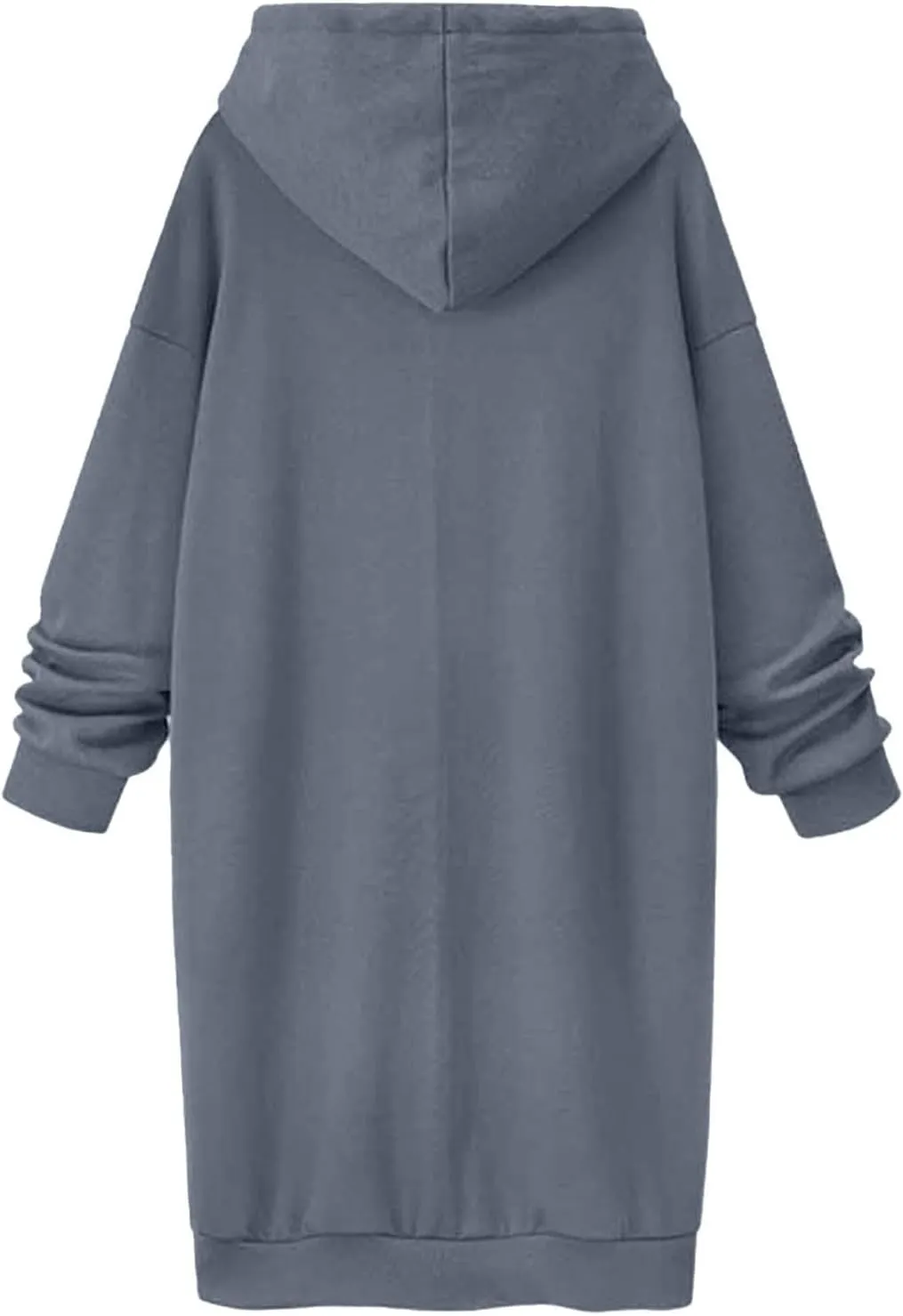 Stessotudo Oversized Long Hoodies for Women Solid Fleece Loose Fit Lounge Sweatshirts Drawstring Casual Comfy Hoodie Dress