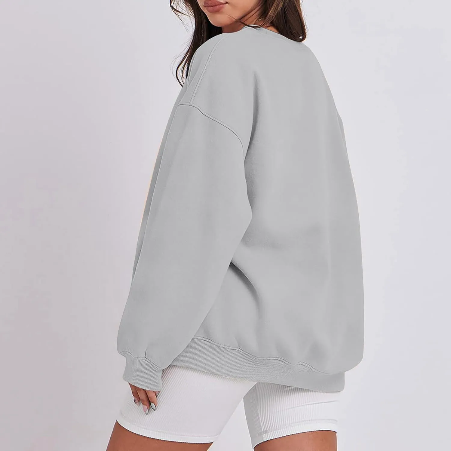 Sweatshirt for Women Solid Color Long Sleeve Crewneck Oversized Sweatshirt Loose Fit Cozy Pullover 2024 Fall Outfits
