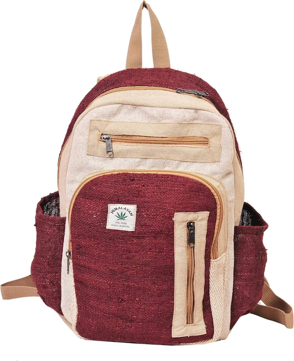 THE COLLECTION ROYAL Artisan Handmade Boho Bag For Women & Girls Hippy Looks Lightweight Hemp Backpack (Brown)