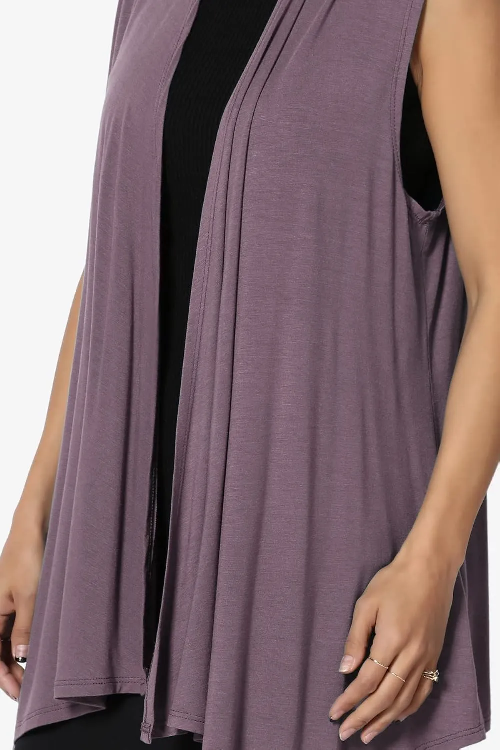 TheMogan Women's Long Vests Sleeveless Draped Lightweight Open Front Cardigan