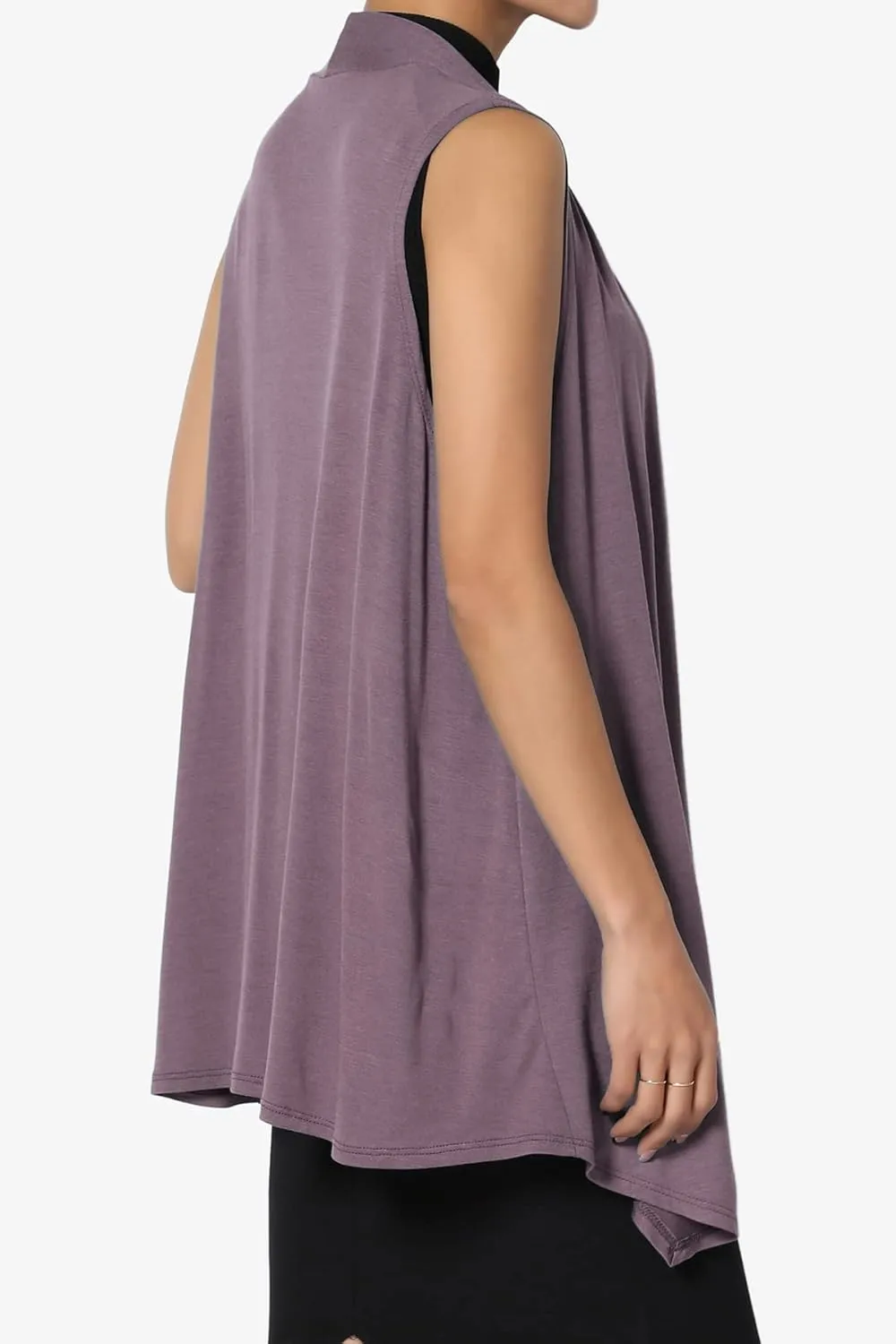 TheMogan Women's Long Vests Sleeveless Draped Lightweight Open Front Cardigan