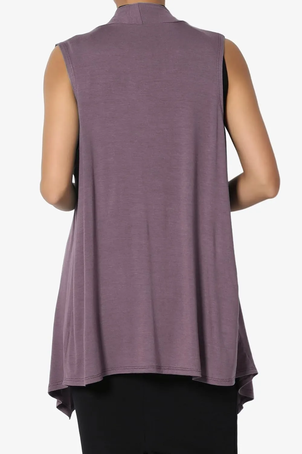 TheMogan Women's Long Vests Sleeveless Draped Lightweight Open Front Cardigan