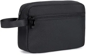 Toiletry bag, makeup bag, cosmetic bags, small makeup bag, travel toiletry bag for man and woman, large capacity, waterproof oxford cloth, side zipper pocket, easy-carry handle (black)