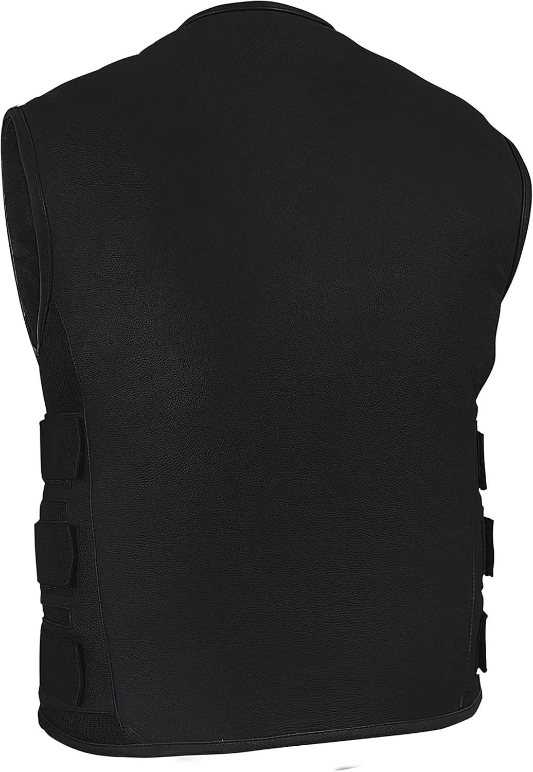True Element Mens SWAT Team Style Leather Motorcycle Vest with Gun Pockets & Side Size Adjust. (Black,Sizes S-5XL,Tall)