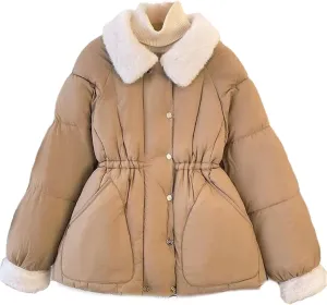 Winter Coat Down Padded Jacket Women Parkas Fur Collar Thick Cotton Coats Casual Female Outerwear