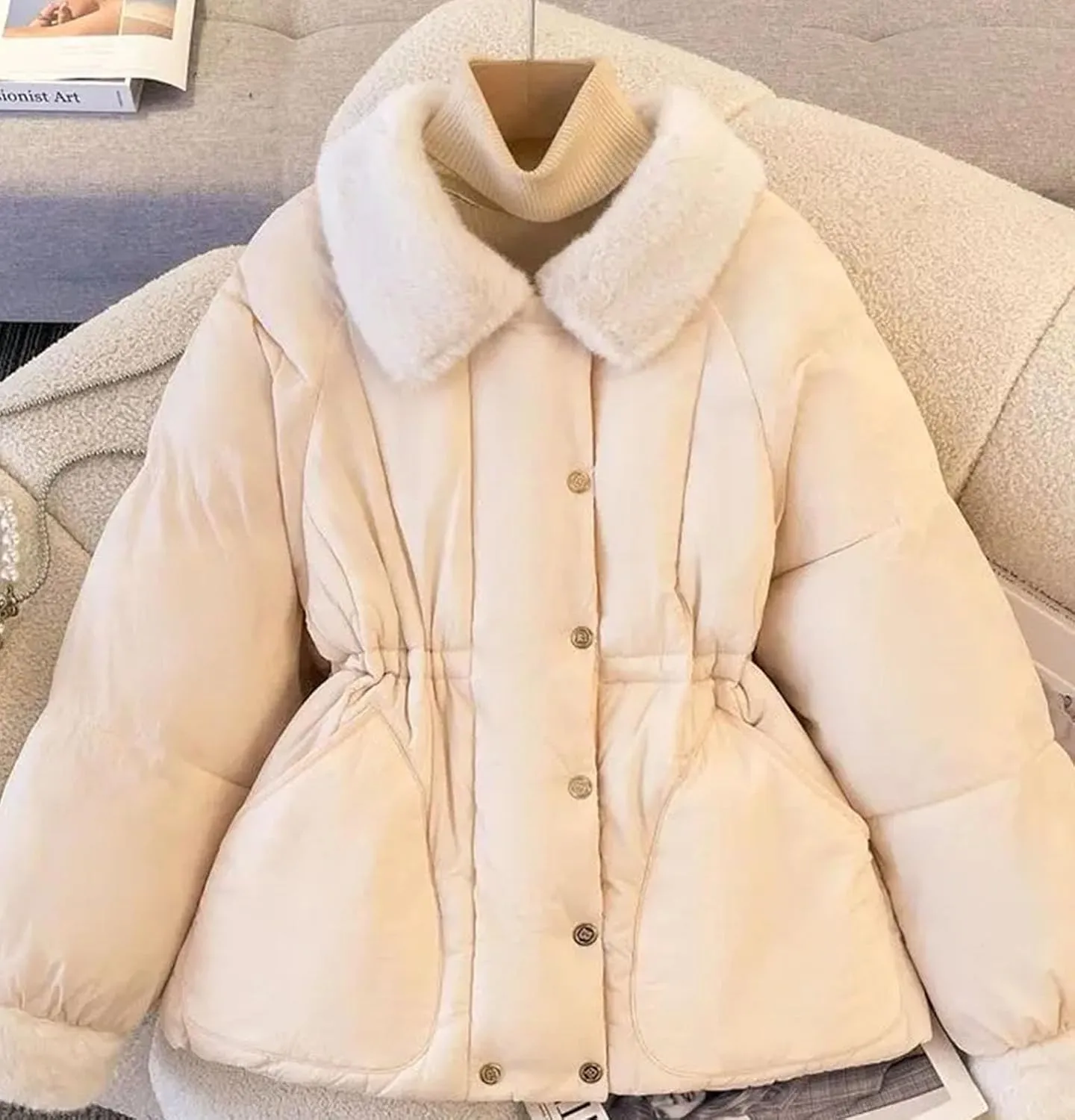 Winter Coat Down Padded Jacket Women Parkas Fur Collar Thick Cotton Coats Casual Female Outerwear
