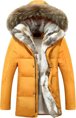 Winter Men's Hooded Parkas Fur Collar Down Jackets Thick Casual Warm Windproof Coats
