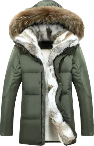 Winter Men's Hooded Parkas Fur Collar Down Jackets Thick Casual Warm Windproof Coats