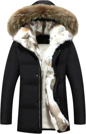 Winter Men's Hooded Parkas Fur Collar Down Jackets Thick Casual Warm Windproof Coats