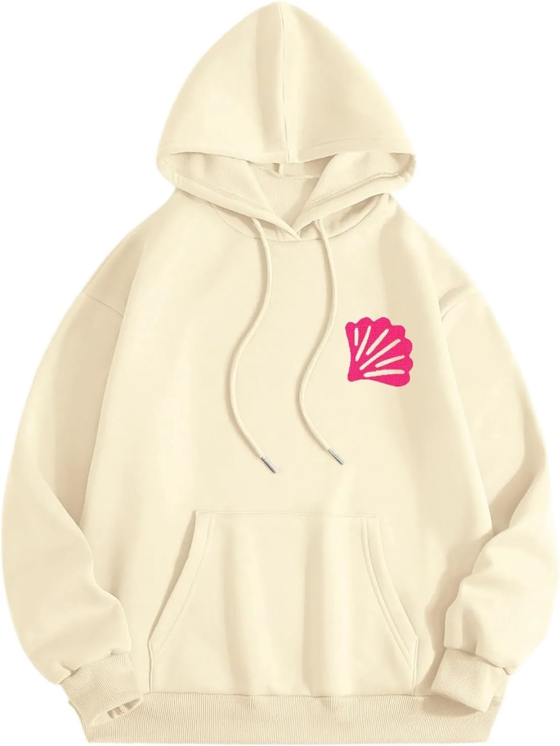 Women Cute Flower Print Hoodie Comfy Preppy Hooded Sweatshirt for Teen Girls Long Sleeve Drawstring Oversized Pullover Tops