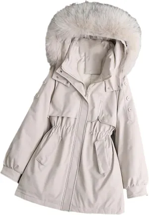 Women Overcoat Thick Cotton Padded Warm Coat Female Plus Size Windbreak Hooded Fur Collar Parkas Mujer Winter Jacket