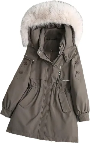 Women Overcoat Thick Cotton Padded Warm Coat Female Plus Size Windbreak Hooded Fur Collar Parkas Mujer Winter Jacket
