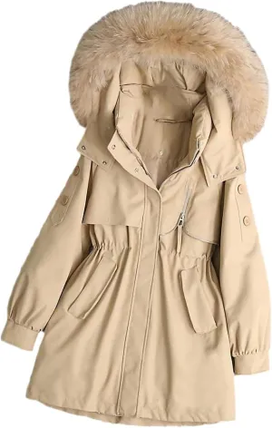 Women Overcoat Thick Cotton Padded Warm Coat Female Plus Size Windbreak Hooded Fur Collar Parkas Mujer Winter Jacket