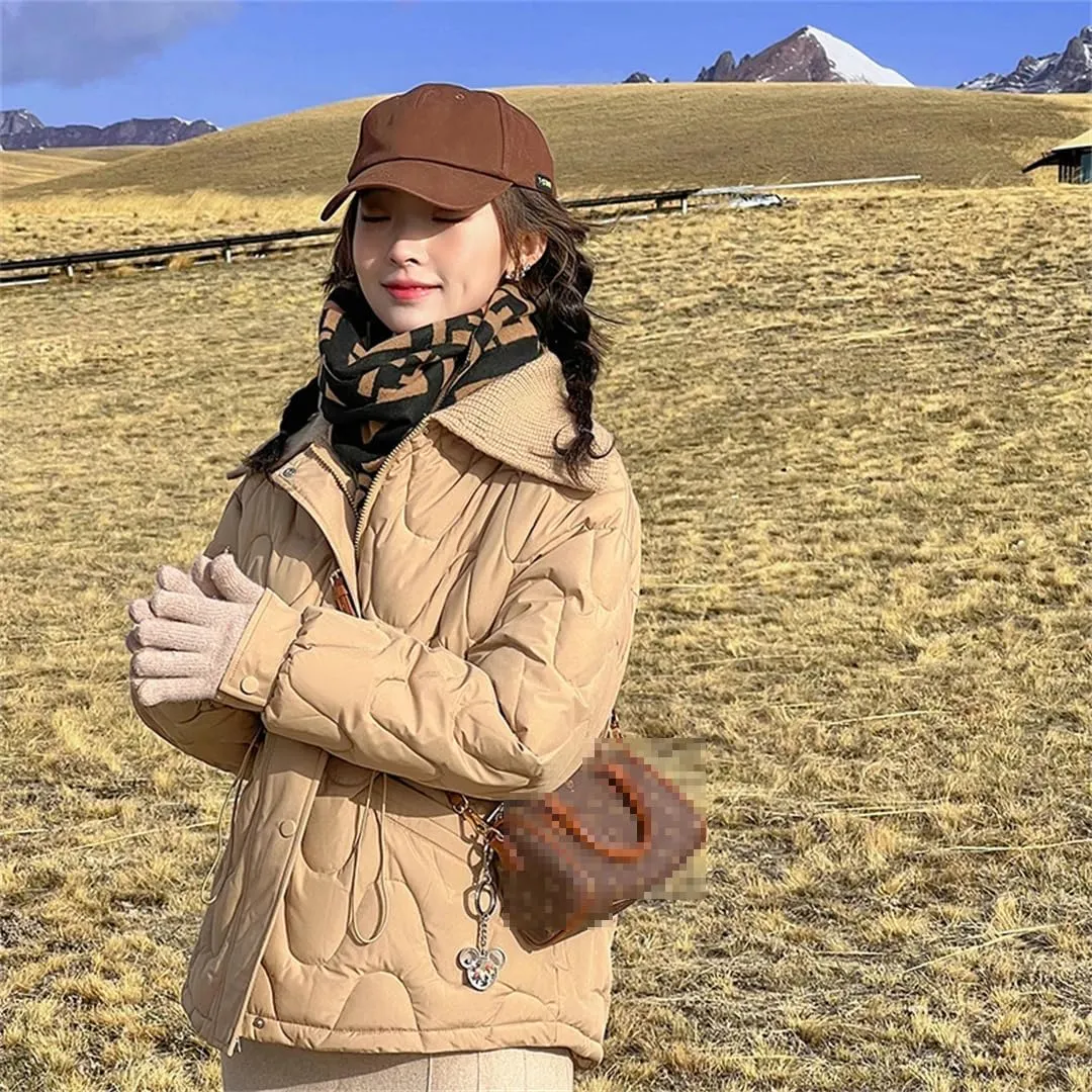 Women Winter Loose Knitted Lapel Parkas Long Sleeve Slim Waist Warm Down Cotton Padded Coats