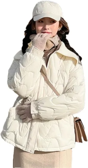 Women Winter Loose Knitted Lapel Parkas Long Sleeve Slim Waist Warm Down Cotton Padded Coats