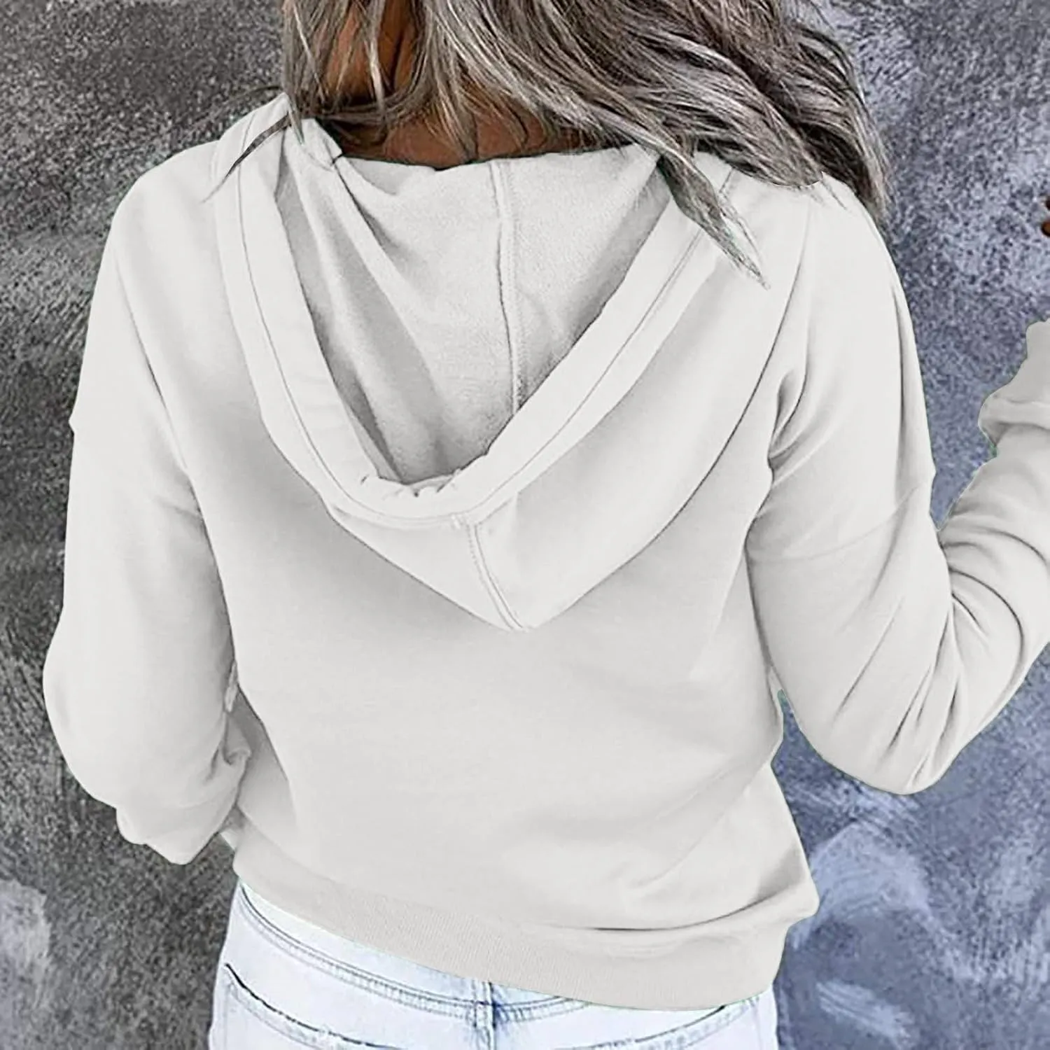 Women's Fashion Hoodies Casual Long Sleeve Button Sweatshirts with Hood Comfy Fall Oversized Clothes Winter Outfits