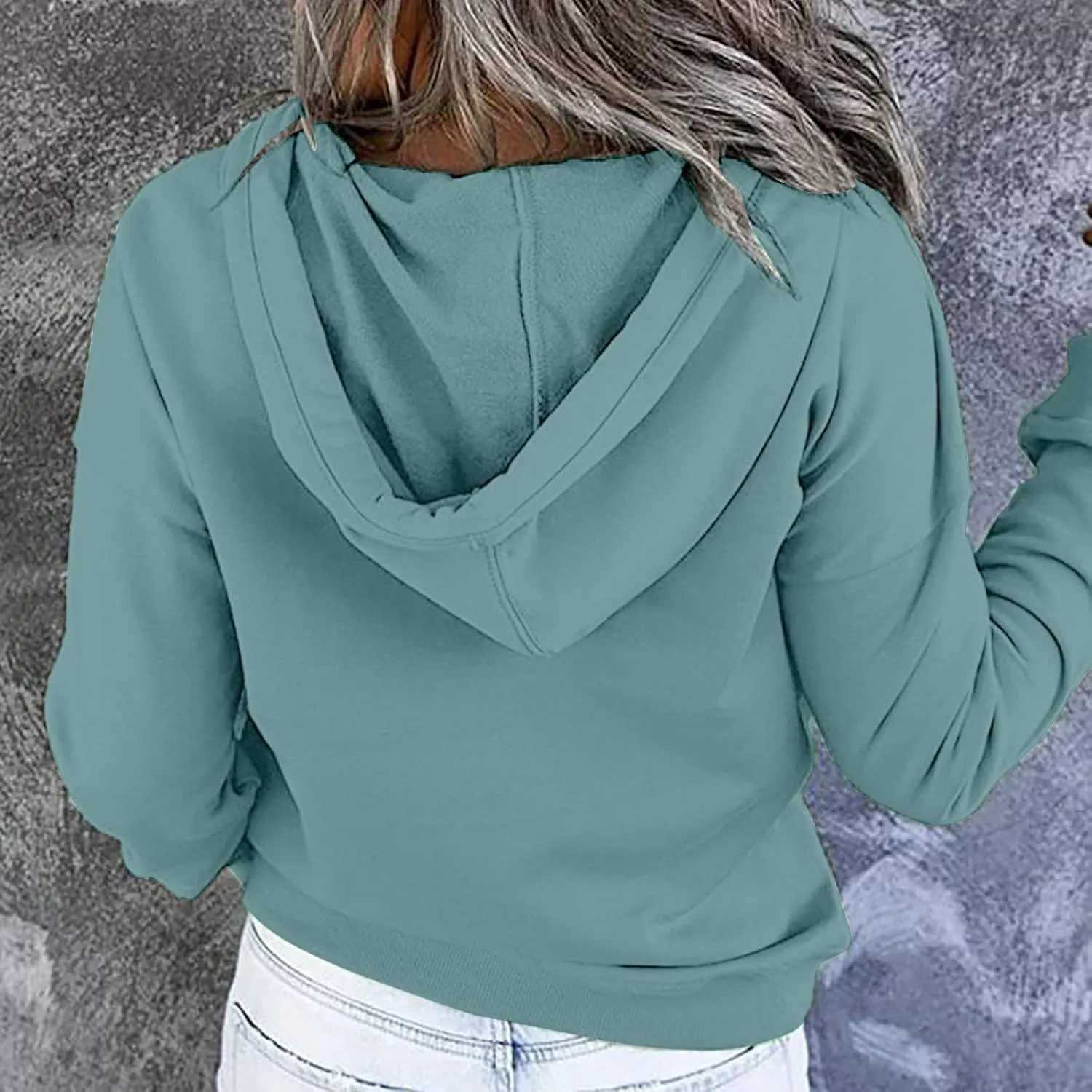 Women's Fashion Hoodies Casual Long Sleeve Button Sweatshirts with Hood Comfy Fall Oversized Clothes Winter Outfits