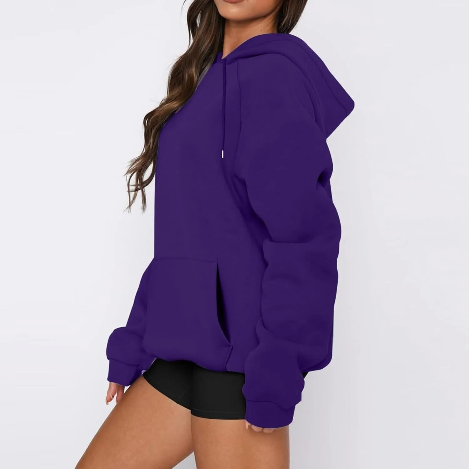 Womens Fleece Hooded Pullover Tops Sweaters Oversized Hoodies Sweatshirts Casual Comfy Fall Fashion Outfits Clothes