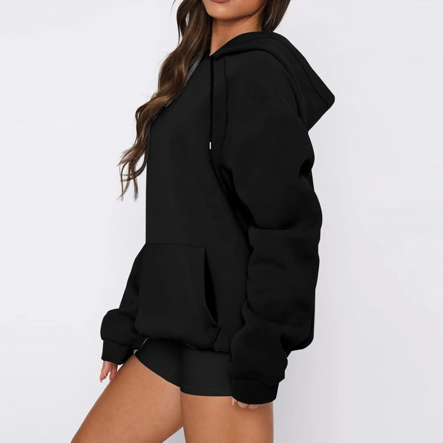 Womens Fleece Hooded Pullover Tops Sweaters Oversized Hoodies Sweatshirts Casual Comfy Fall Fashion Outfits Clothes