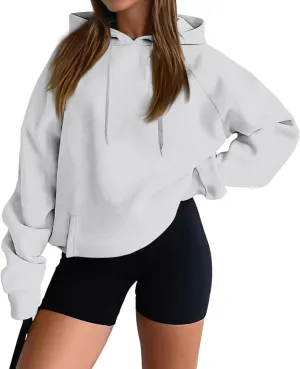 Womens Fleece Hooded Pullover Tops Sweaters Oversized Hoodies Sweatshirts Casual Comfy Fall Fashion Outfits Clothes