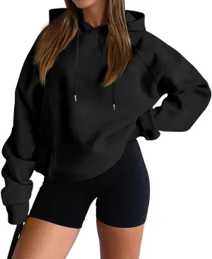 Womens Fleece Hooded Pullover Tops Sweaters Oversized Hoodies Sweatshirts Casual Comfy Fall Fashion Outfits Clothes