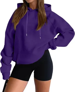 Womens Fleece Hooded Pullover Tops Sweaters Oversized Hoodies Sweatshirts Casual Comfy Fall Fashion Outfits Clothes