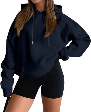 Womens Fleece Hooded Pullover Tops Sweaters Oversized Hoodies Sweatshirts Casual Comfy Fall Fashion Outfits Clothes