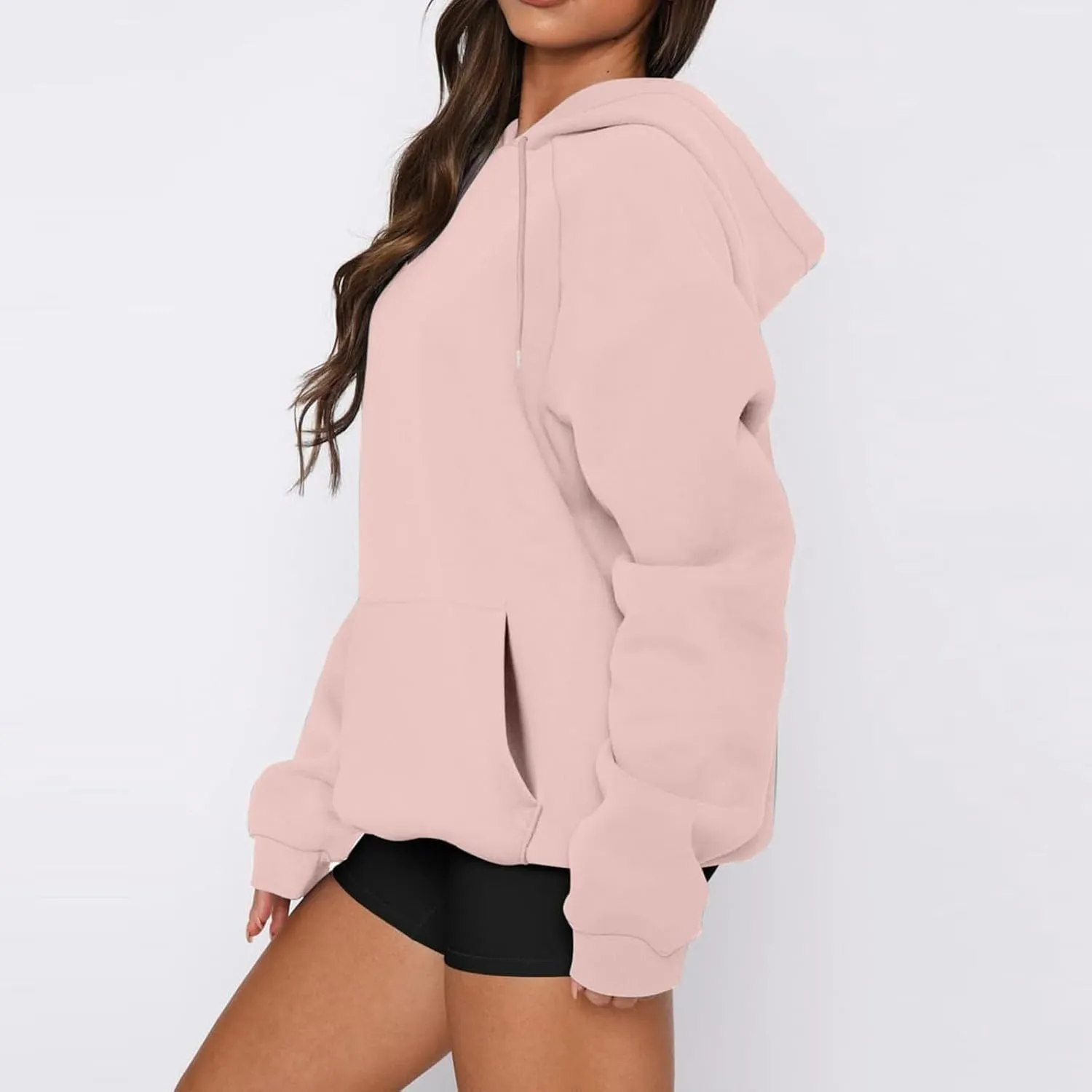 Womens Fleece Hooded Pullover Tops Sweaters Oversized Hoodies Sweatshirts Casual Comfy Fall Fashion Outfits Clothes