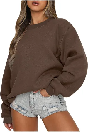 Womens Oversized Sweatshirt Long Sleeve Crewneck Sweatshirts 2023 Fall Fashion Clothes Casual Comfy Pullover Tops