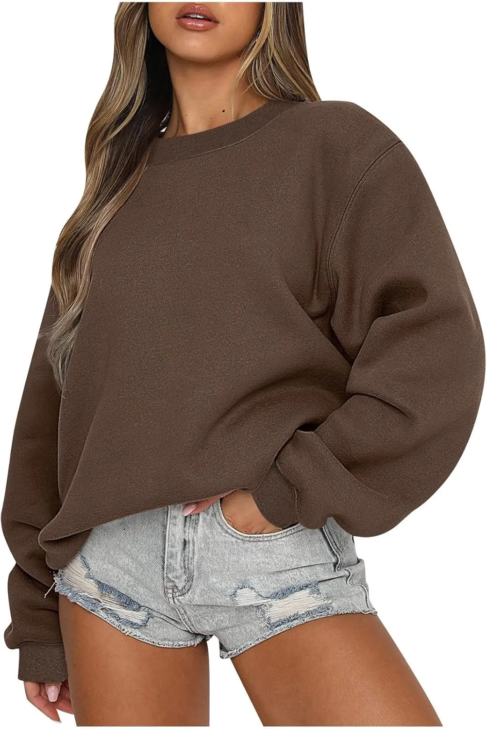 Womens Oversized Sweatshirt Long Sleeve Crewneck Sweatshirts 2023 Fall Fashion Clothes Casual Comfy Pullover Tops