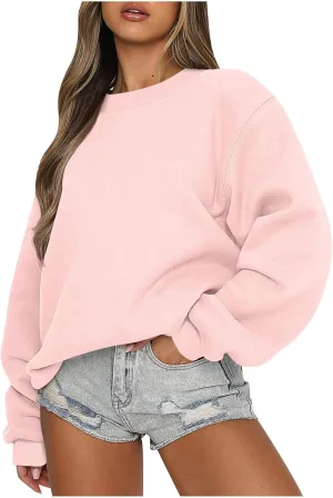 Womens Oversized Sweatshirt Long Sleeve Crewneck Sweatshirts 2023 Fall Fashion Clothes Casual Comfy Pullover Tops