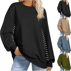 Women's Oversized Sweatshirts Trendy Long Sleeve Crew Neck Corduroy Pullover Tops Loose Comfy Fall Outfits 2024