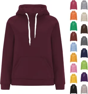 Womens Plain Winter Hoodies Oversized Casual Sweatshirt with Pocket Long Sleeve Hooded Sweater Basic Comfy Pullover
