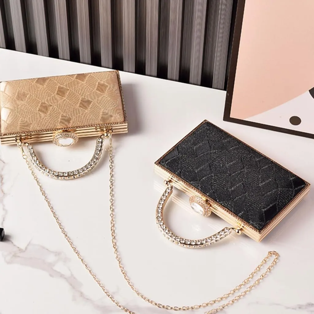 Women's Rhinestones Evening Clutch Bag with Chain Shoulder Crosbody Purse for Fashion Looks and Social Gatherings