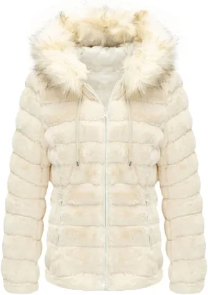 Women's Winter Double Sided Faux Fur Down Jacket Female Parkas Hooded with Fur Collar The Puffer Coat Cotton Padded Clothes