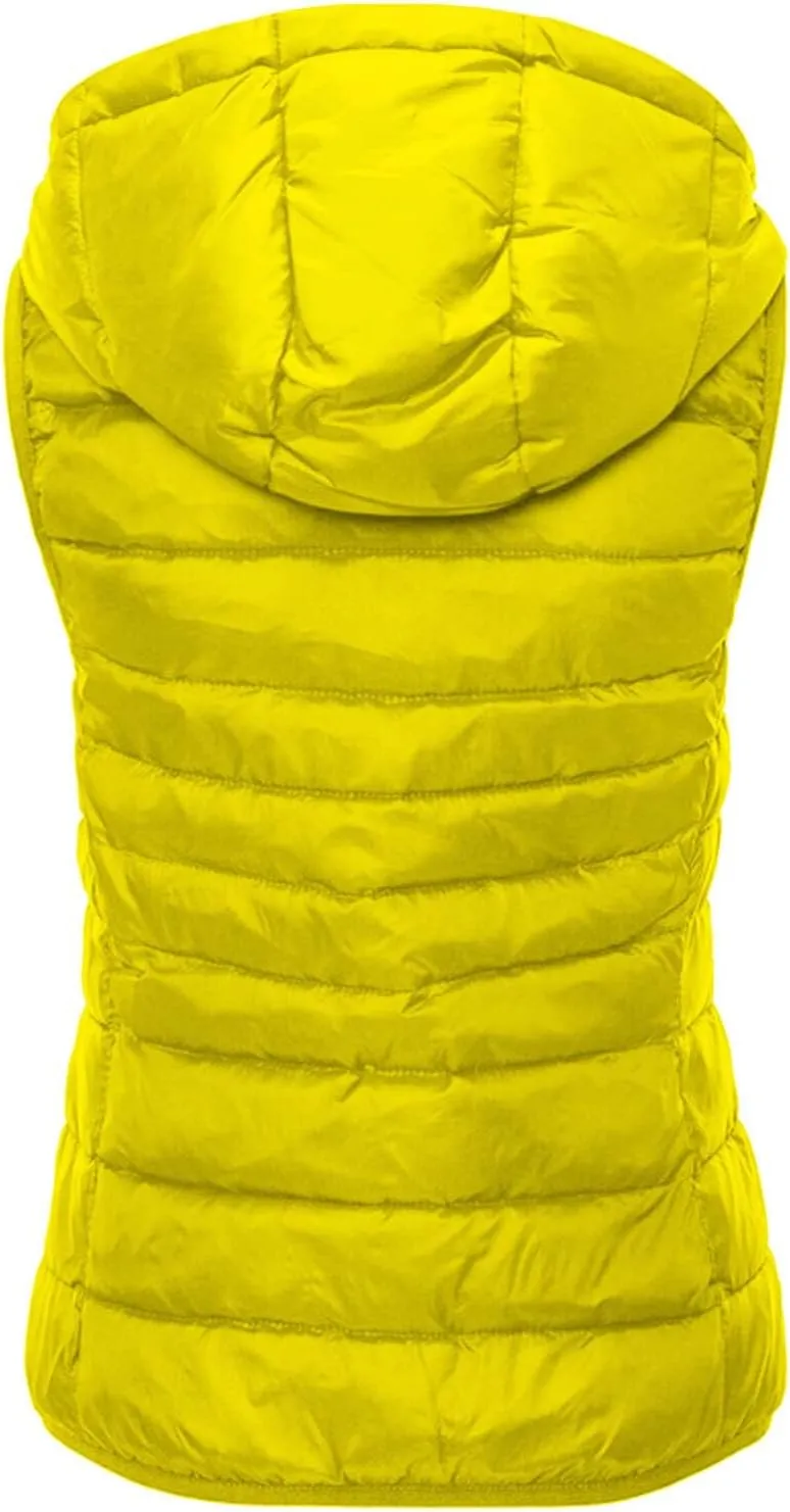 Women's Winter Down Vest Lightweight Packable Puffer Vest Warm Down Jackets Plus Size Fashion Waistcoat with Hood
