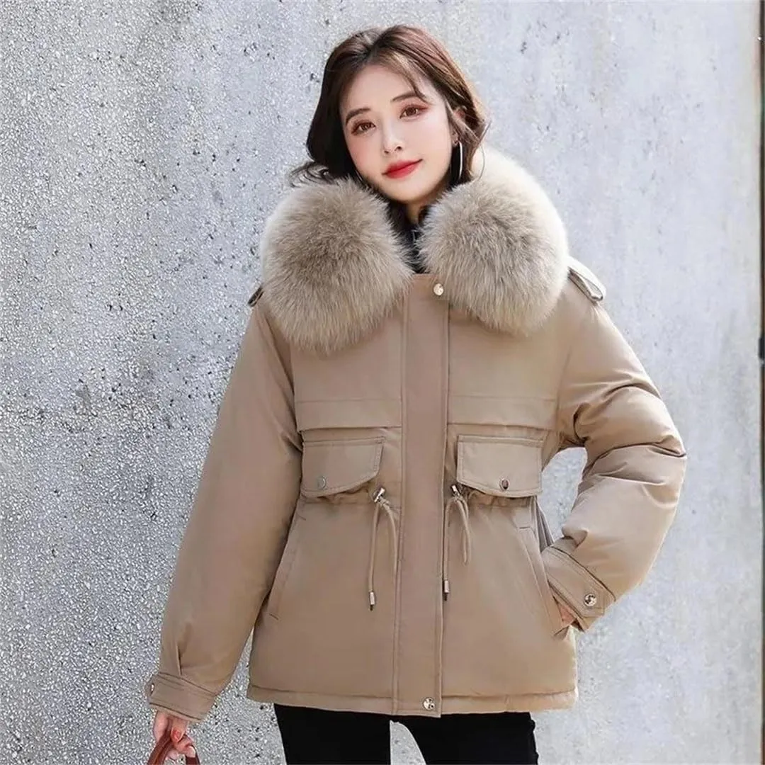 Women's Winter Thick Warm Down Padded Coat Plus Cotton Coat Loose Parka Fur Lining Wear Puffer Parkas