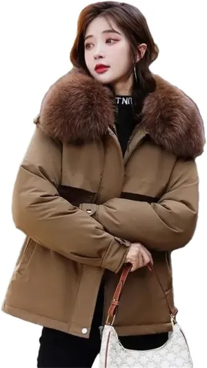 Women's Winter Thick Warm Down Padded Coat Plus Cotton Coat Loose Parka Fur Lining Wear Puffer Parkas