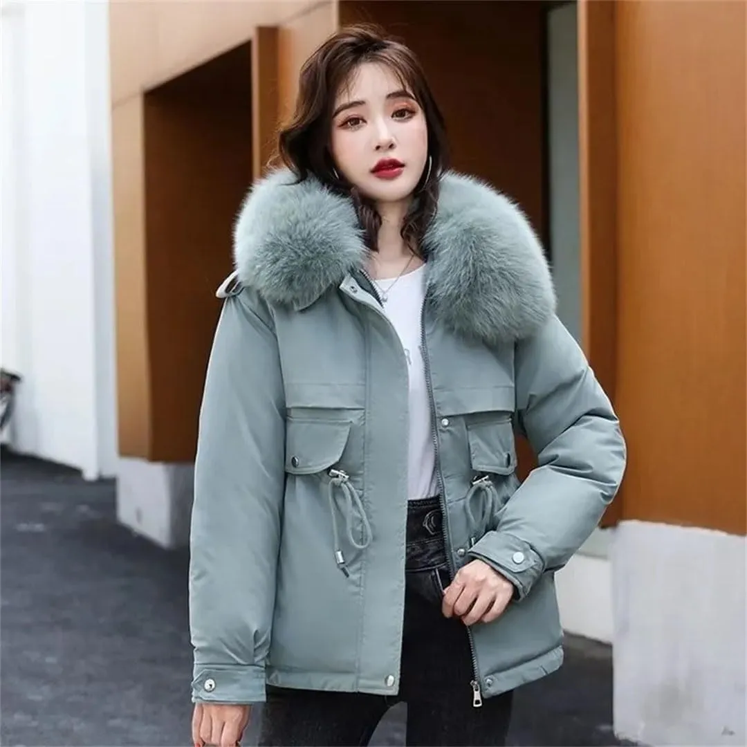 Women's Winter Thick Warm Down Padded Coat Plus Cotton Coat Loose Parka Fur Lining Wear Puffer Parkas