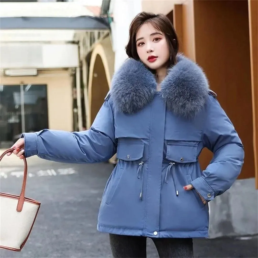 Women's Winter Thick Warm Down Padded Coat Plus Cotton Coat Loose Parka Fur Lining Wear Puffer Parkas