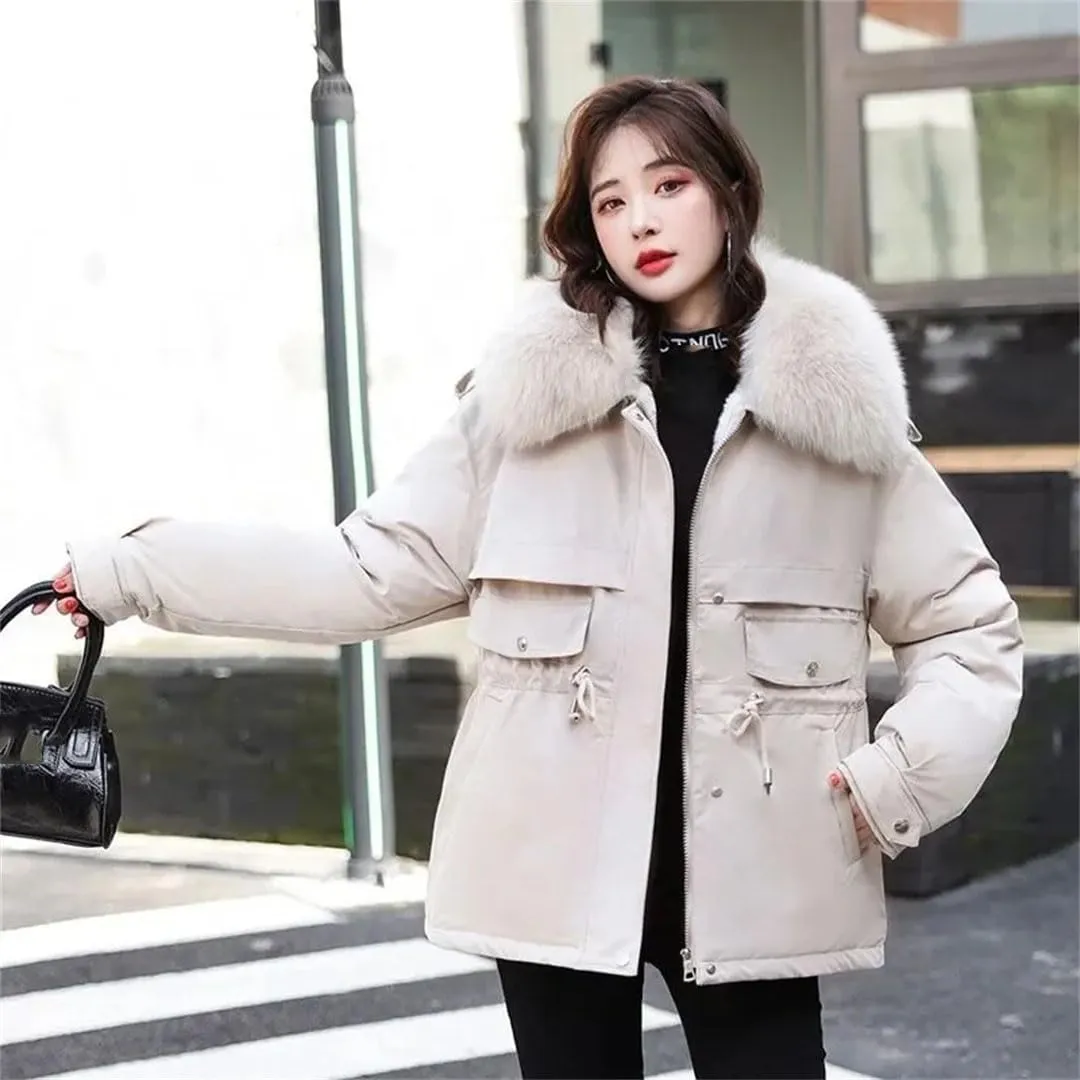 Women's Winter Thick Warm Down Padded Coat Plus Cotton Coat Loose Parka Fur Lining Wear Puffer Parkas