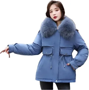 Women's Winter Thick Warm Down Padded Coat Plus Cotton Coat Loose Parka Fur Lining Wear Puffer Parkas