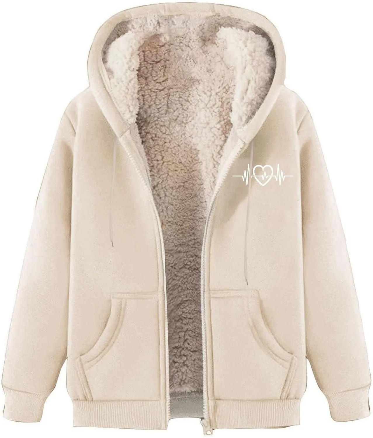 Womens Zip Up Hoodies Winter lightweight Fleece Lined Coats Comfy Warm Plus Size Sherpa Sweatshirt with Pockets