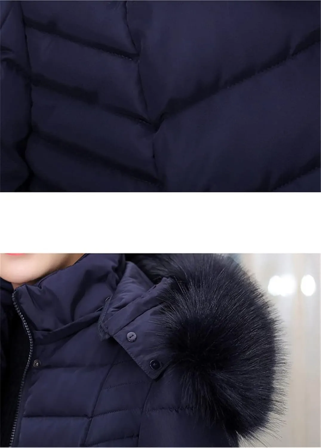 Wvapzxx Winter Parkas Women Down Cotton Jacket Thicken Hooded Coat Fur Collar Long Cotton Padded Jacket